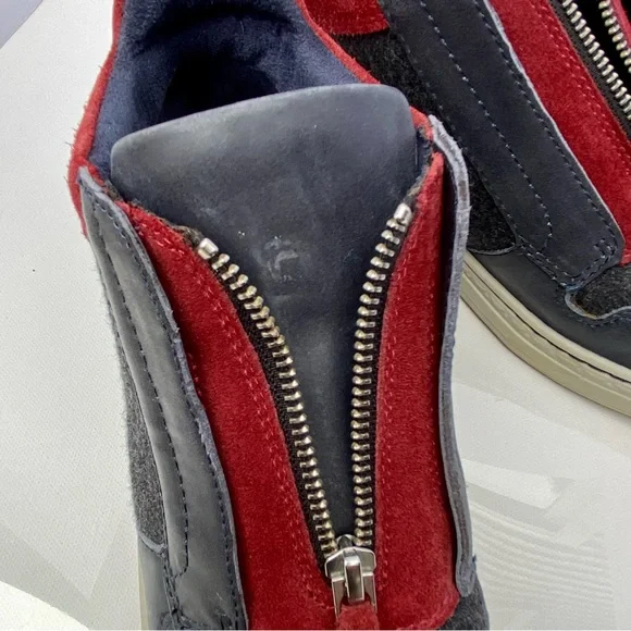 Earth, mid-top, leather & fabric sneaker, Zane navy & red, women’s size 8.5 - Picture 12 of 16